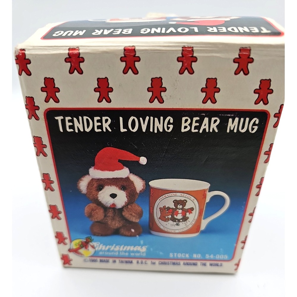 Vintage 1986 House of Lloyd Tender Loving Bear Mug Plush Box 54-005 Christmas